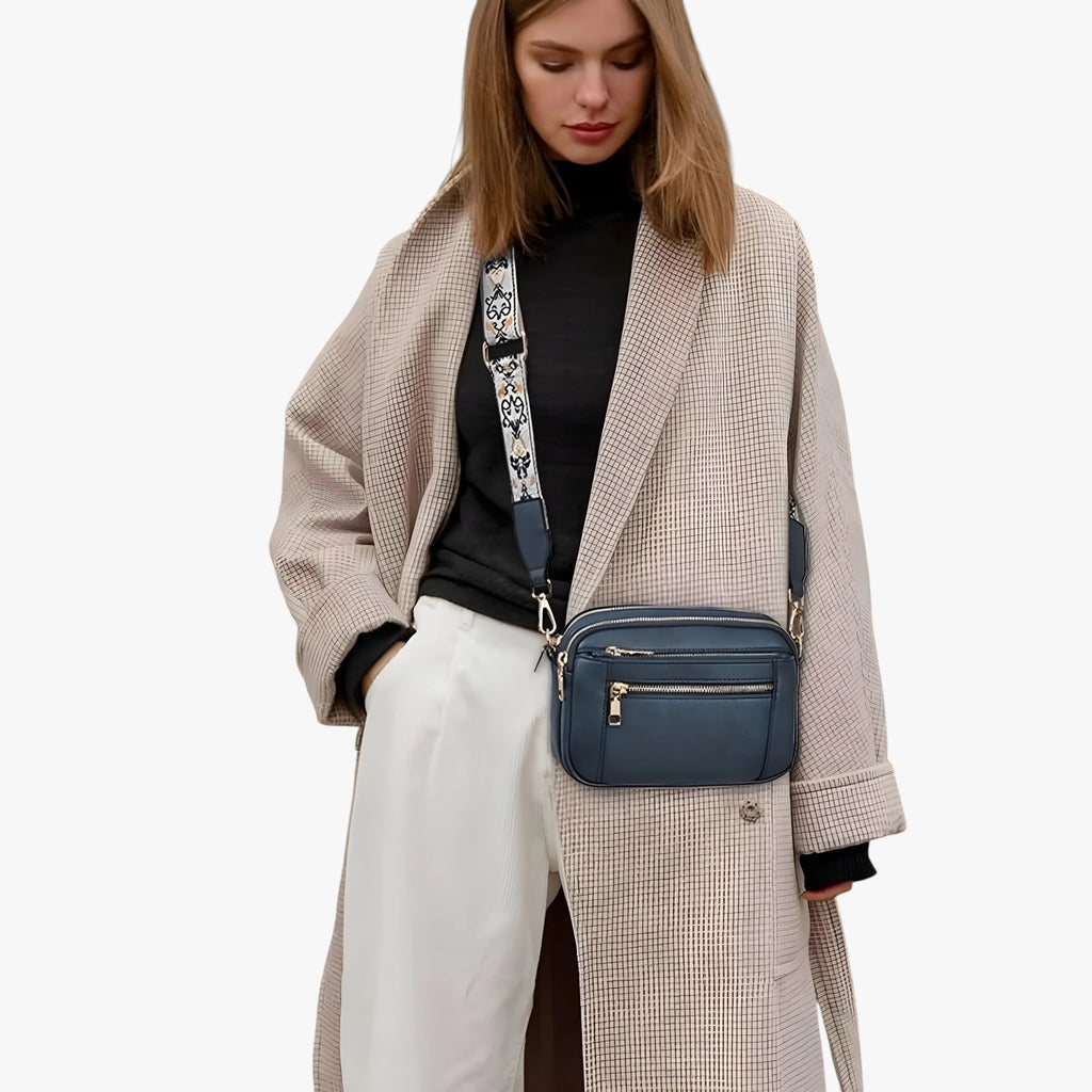 Dame Mini Crossbody Taske med Lynlås og Rem