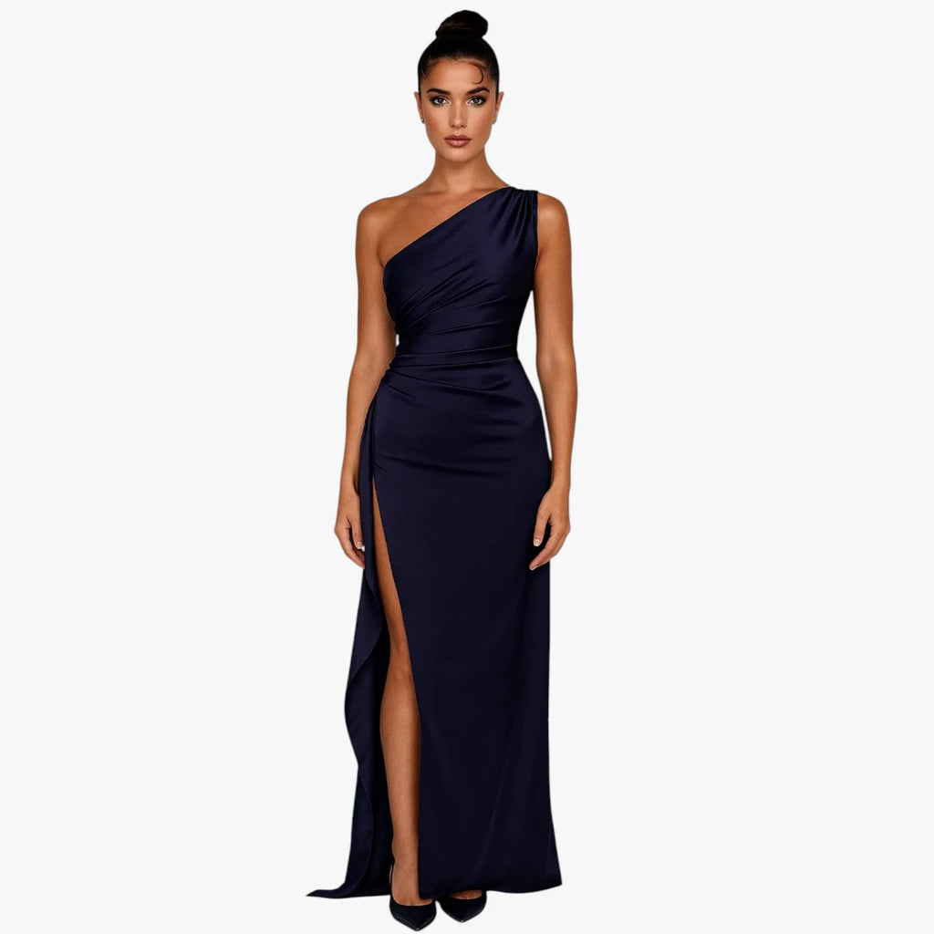 Dame One Shoulder Maxi Kjole til Bryllup med Slit