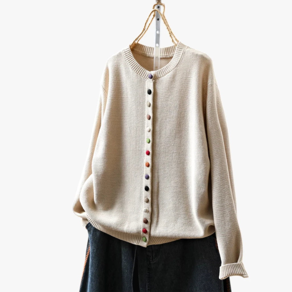 Dame Oversize Cardigan med Knapper
