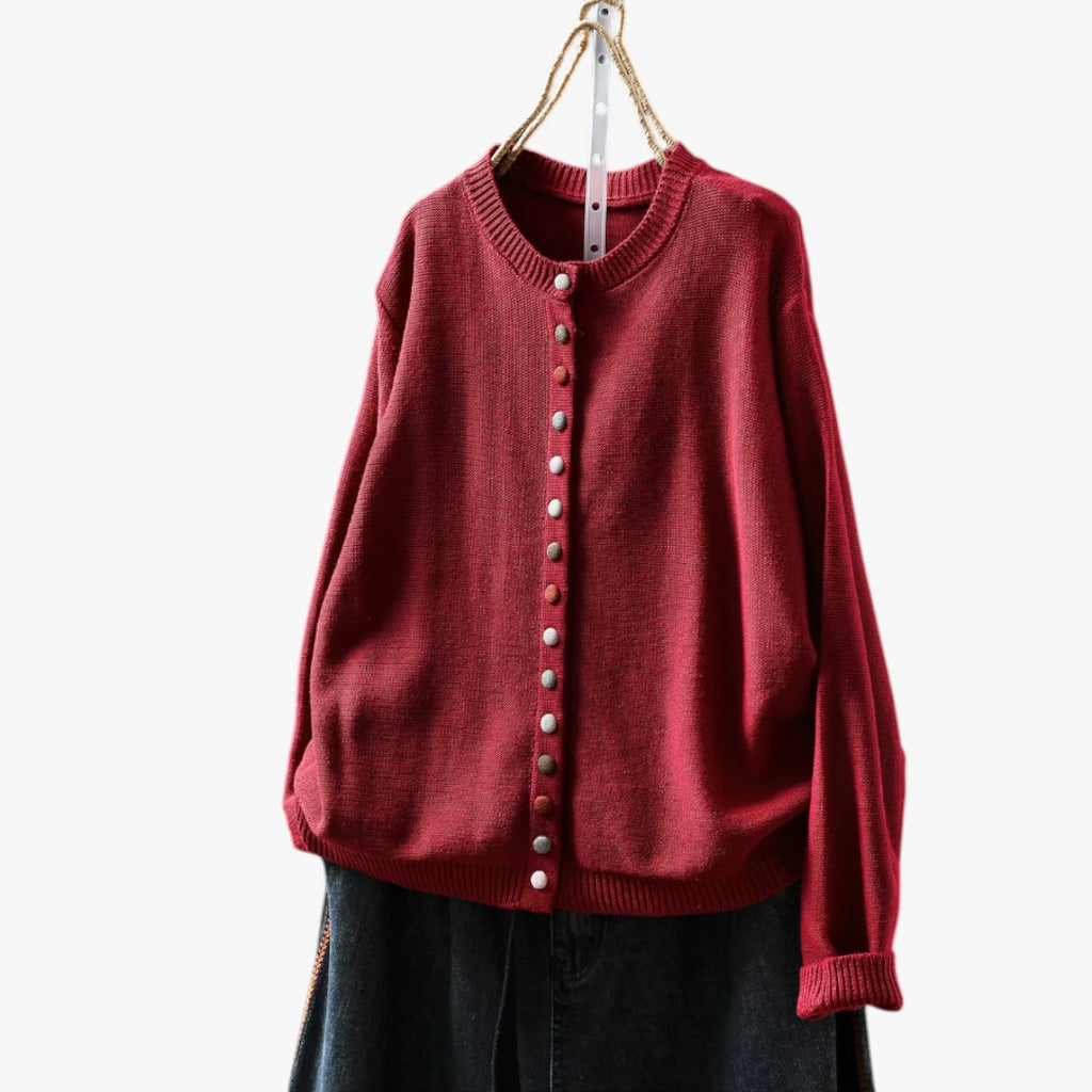Dame Oversize Cardigan med Knapper
