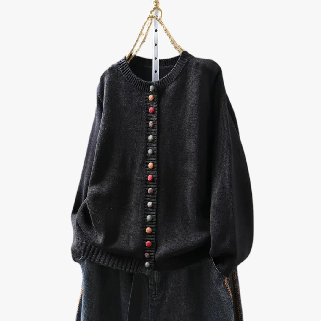 Dame Oversize Cardigan med Knapper