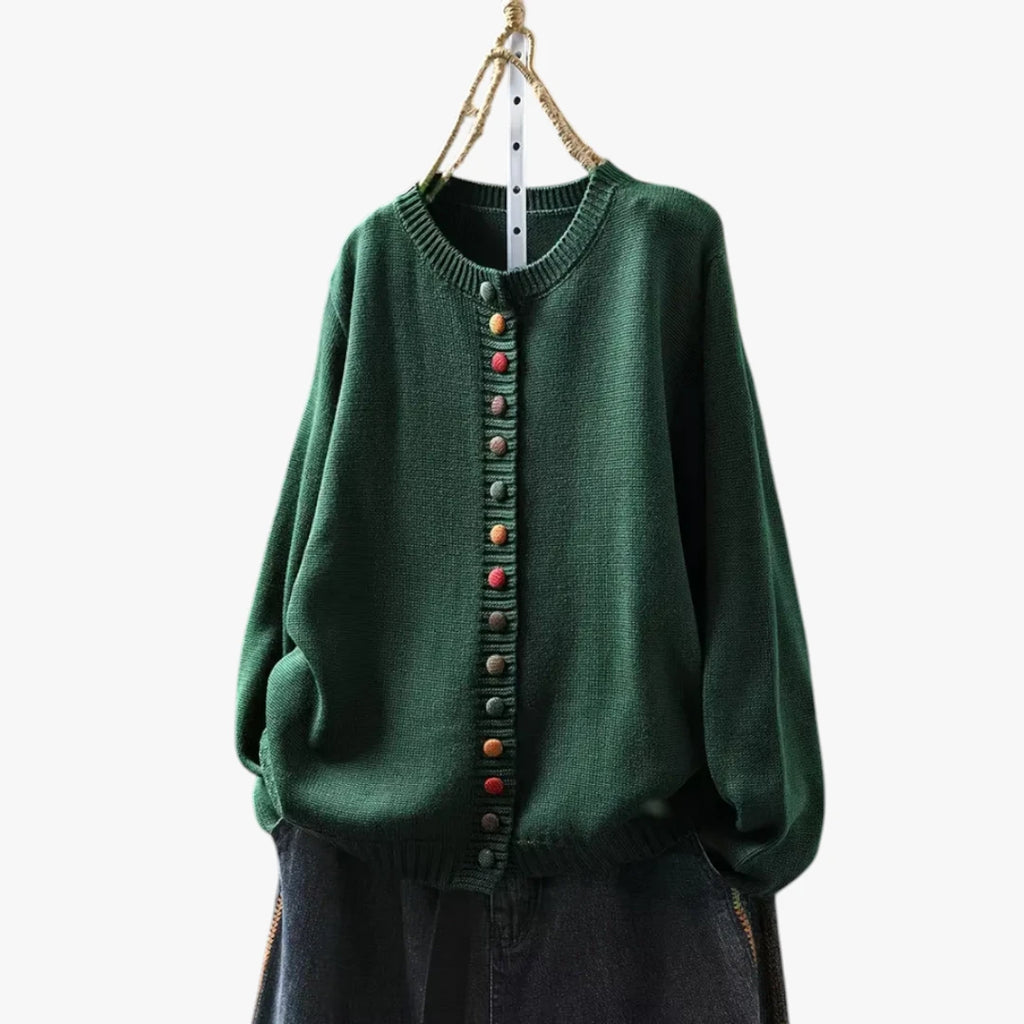 Dame Oversize Cardigan med Knapper