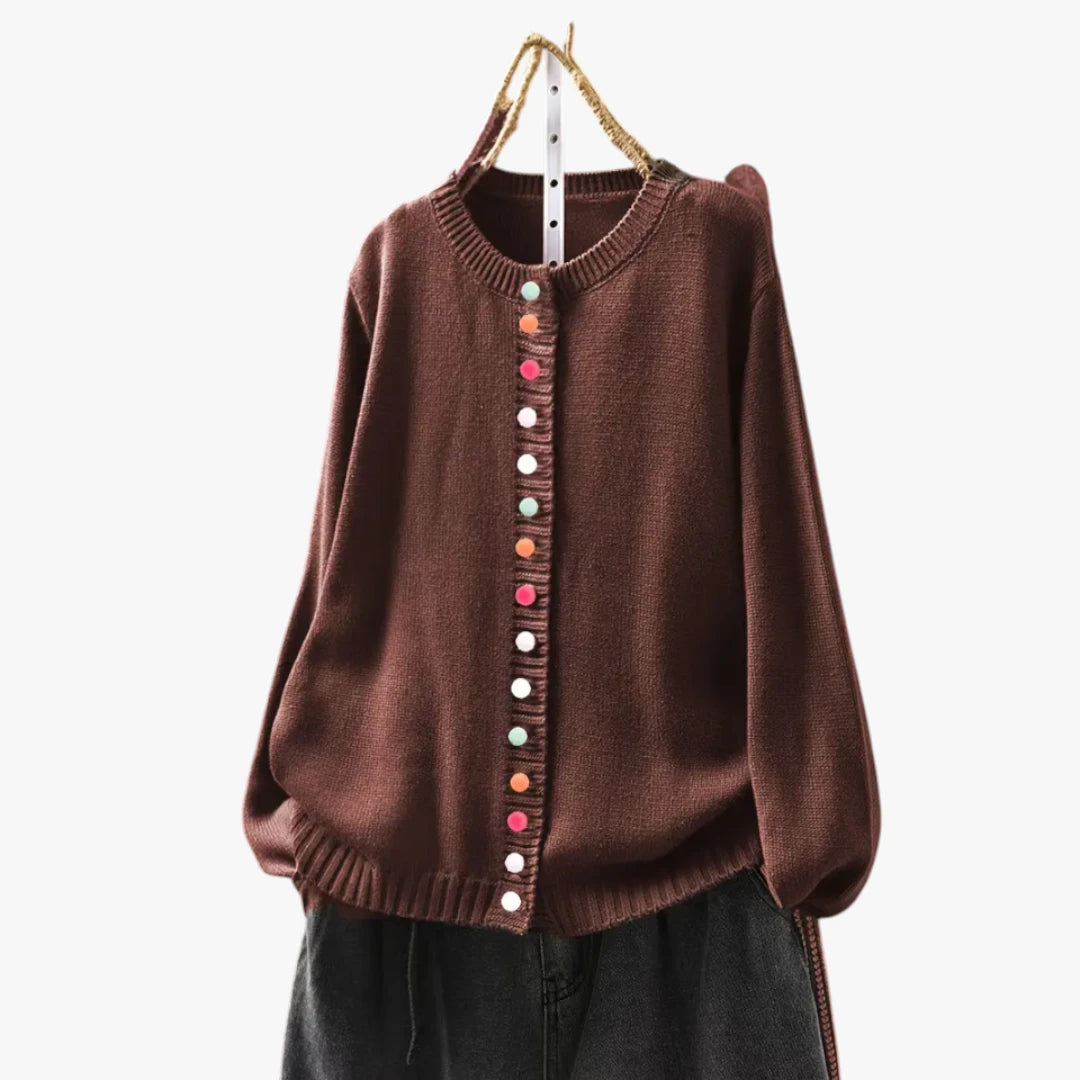 Dame Oversize Cardigan med Knapper