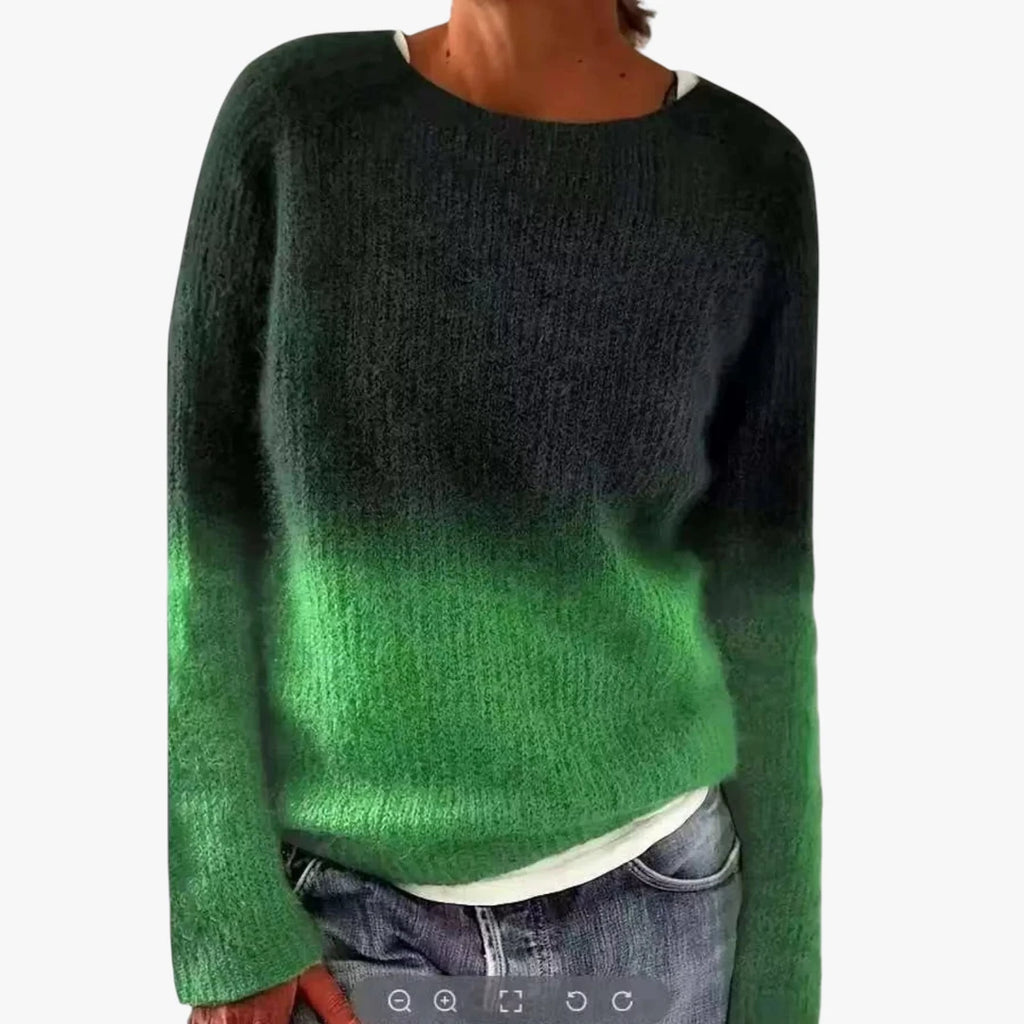 Dame Oversize Islandsks Sweater med Bred Rund Hals