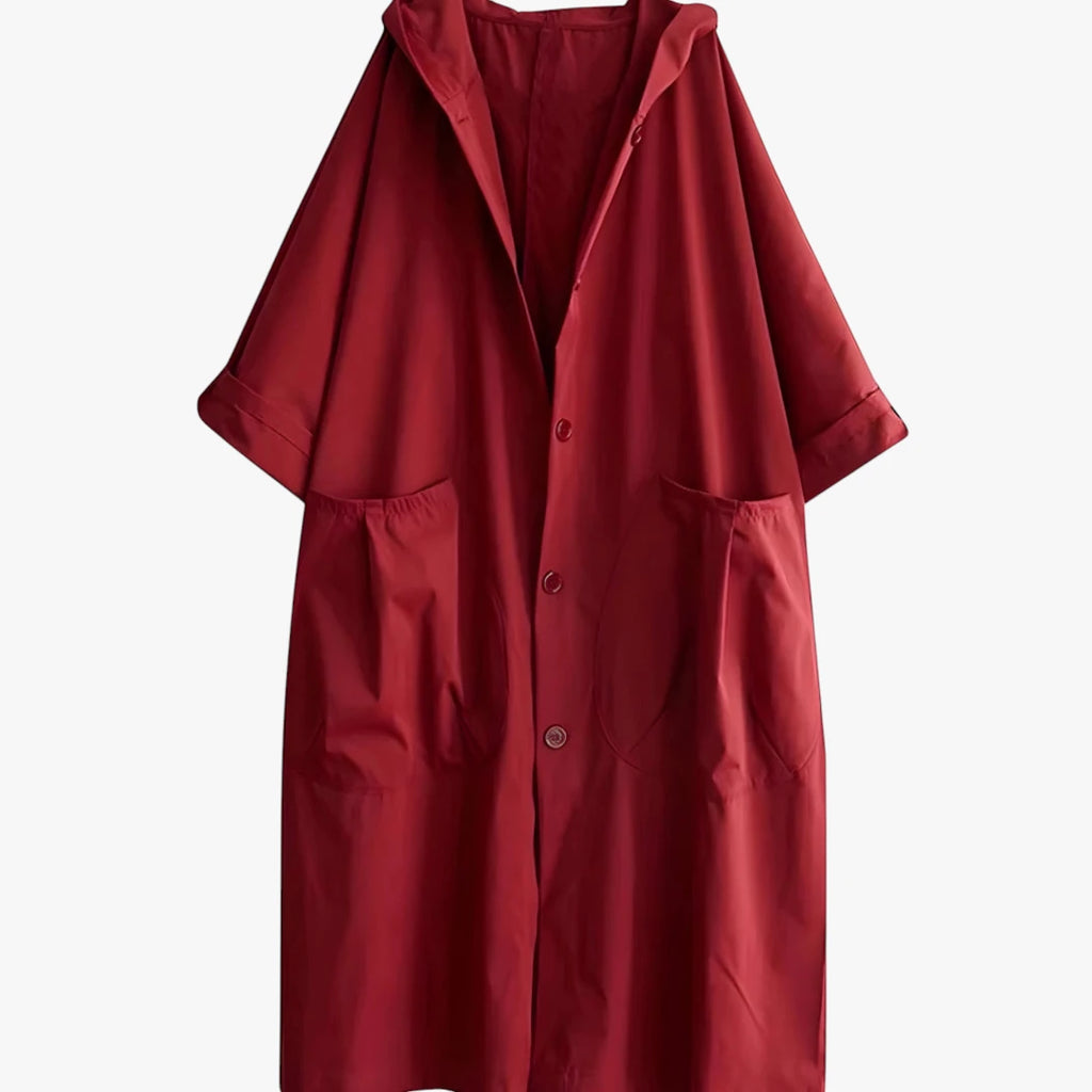 Dame Oversize Lang Frakke med Hætte