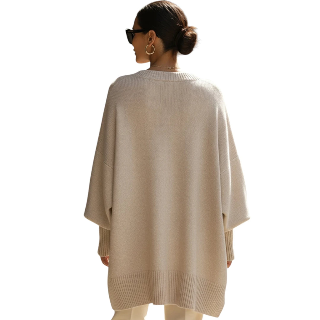 Dame Oversize Striktrøje med Ballonærmer