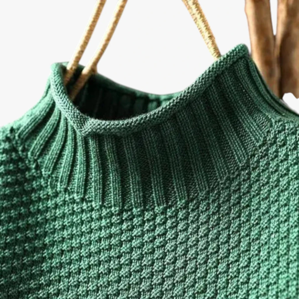 Dame Oversize Striktrøje med Rullekrave
