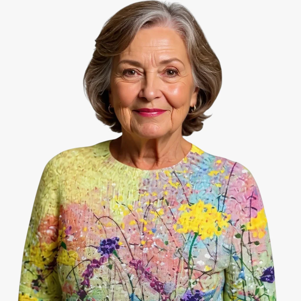 Dame Oversize Sweater med Blomster Print