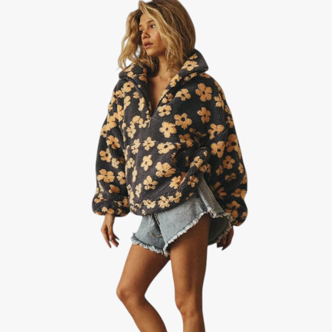 Dame Oversize Sweater med Half Zip