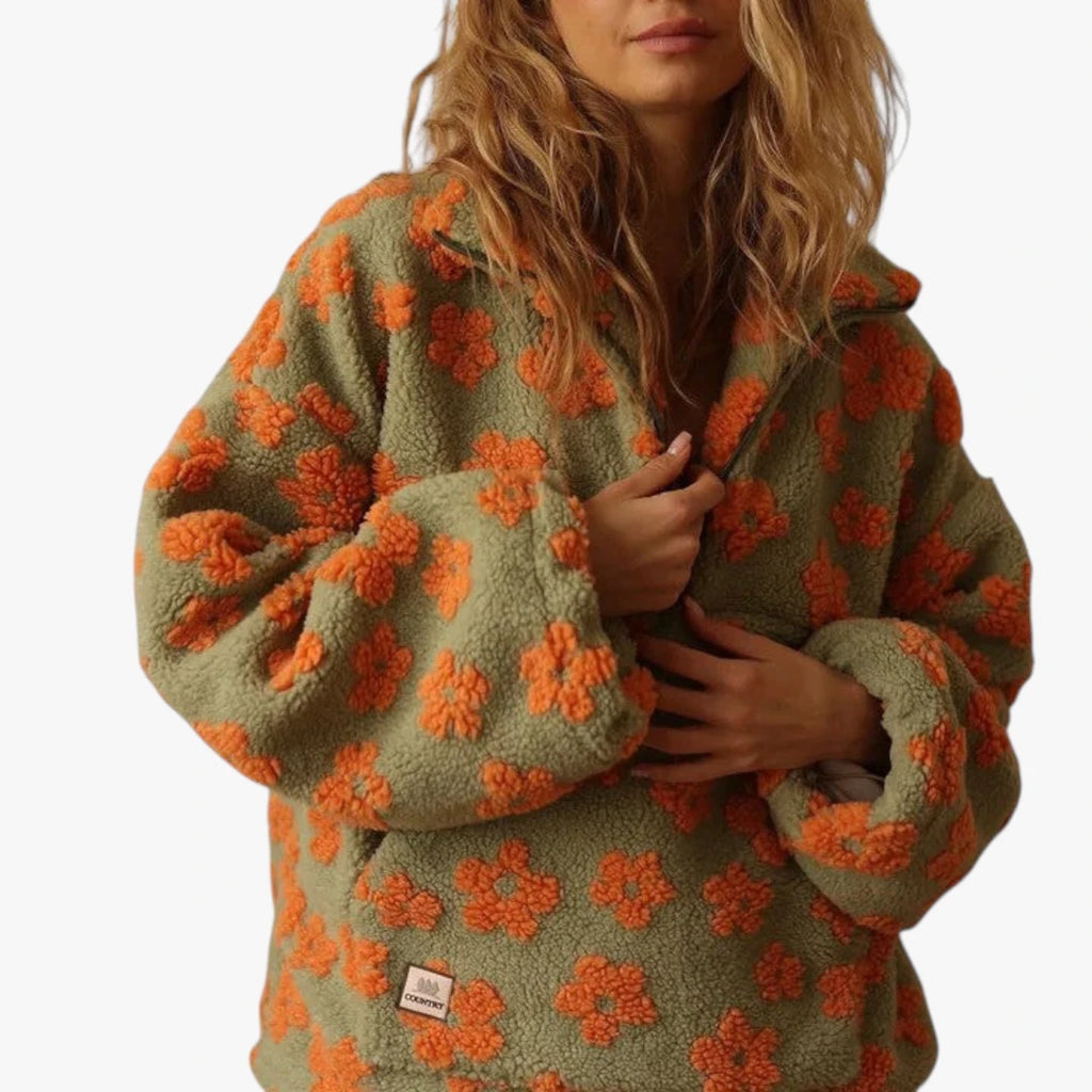 Dame Oversize Sweater med Half Zip