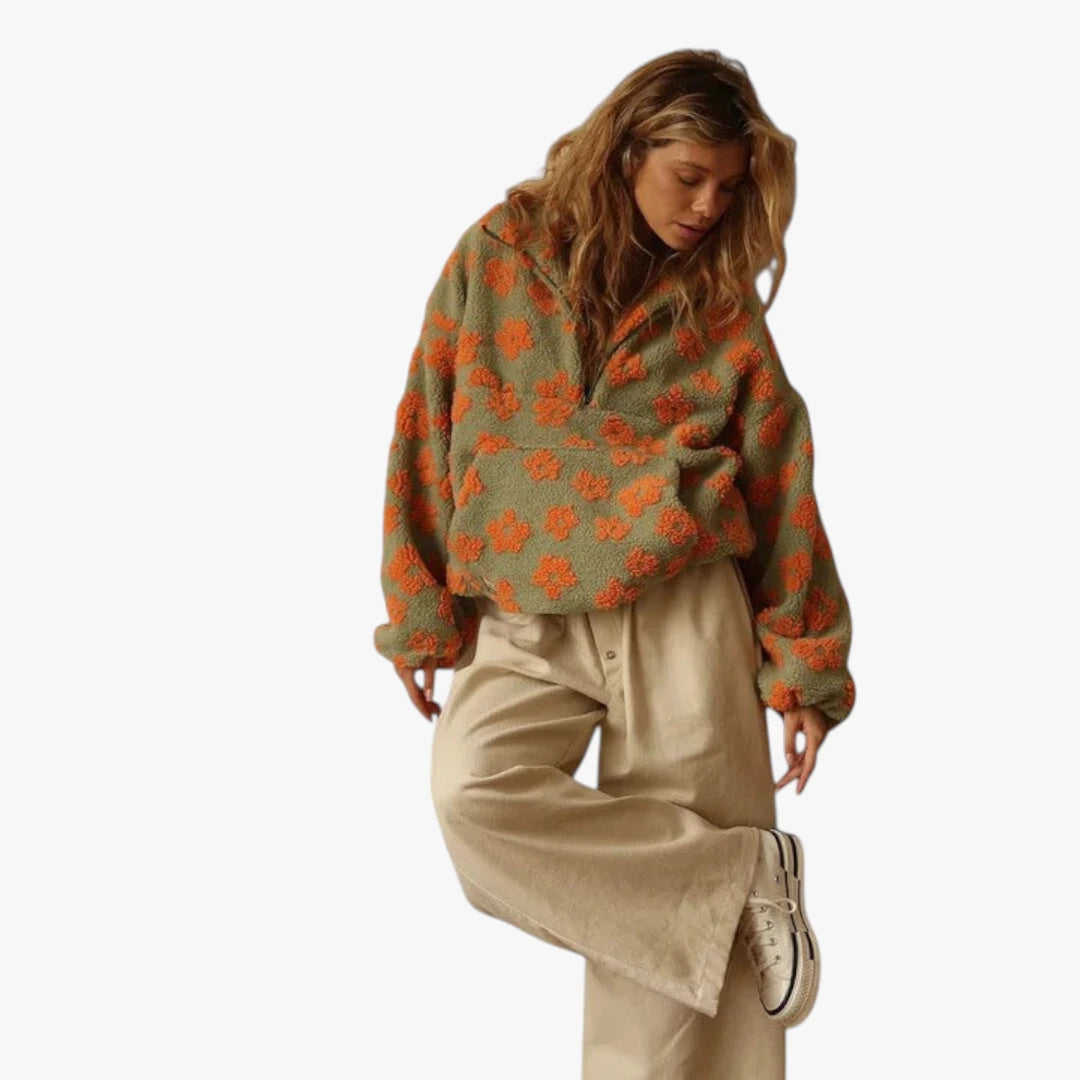 Dame Oversize Sweater med Half Zip