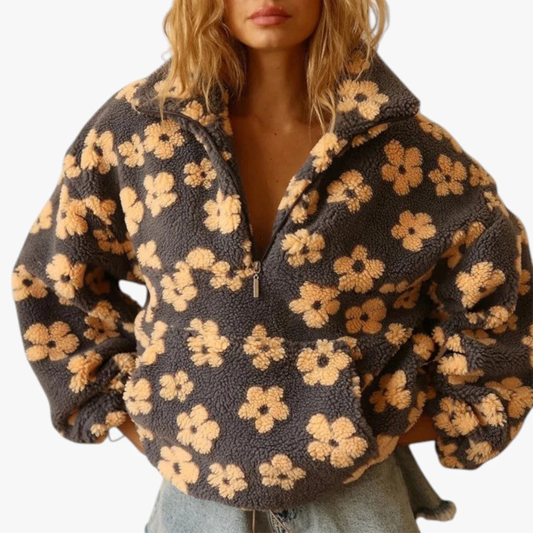 Dame Oversize Sweater med Half Zip