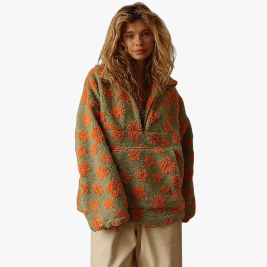 Dame Oversize Sweater med Half Zip