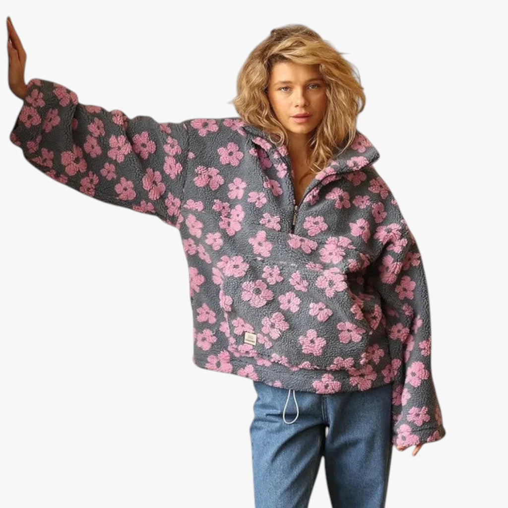 Dame Oversize Sweater med Half Zip