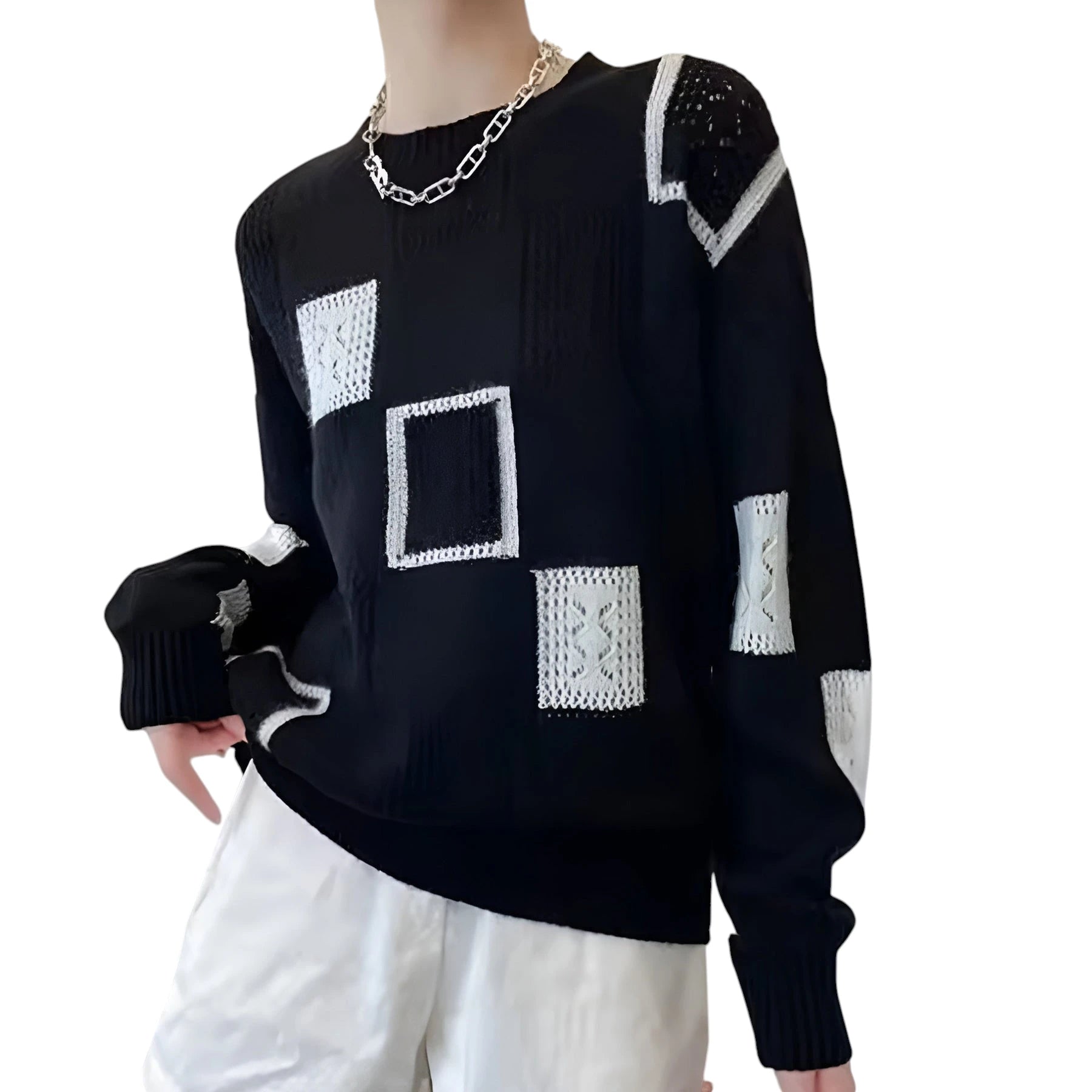 Dame Oversize Sweater med Lapper
