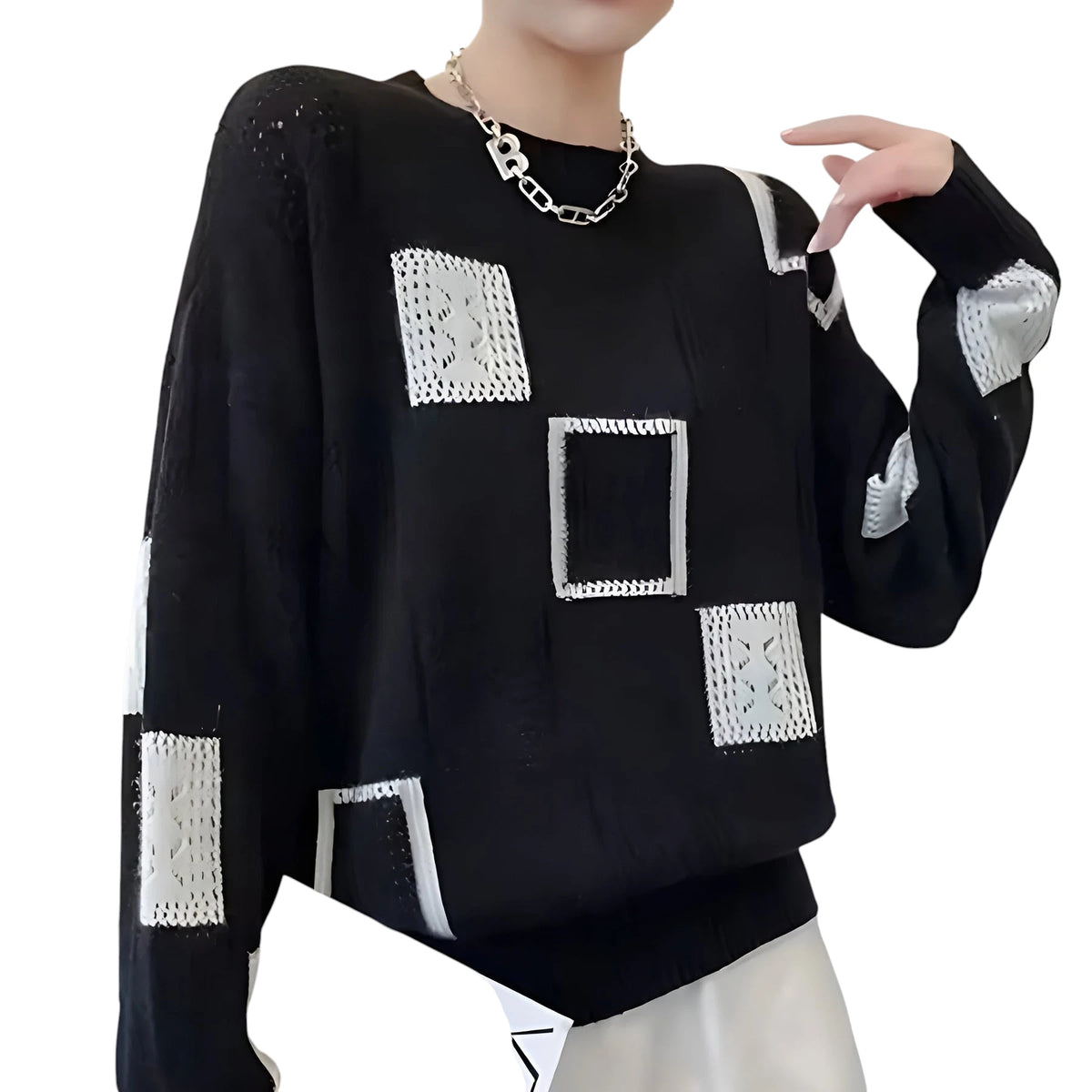 Dame Oversize Sweater med Lapper