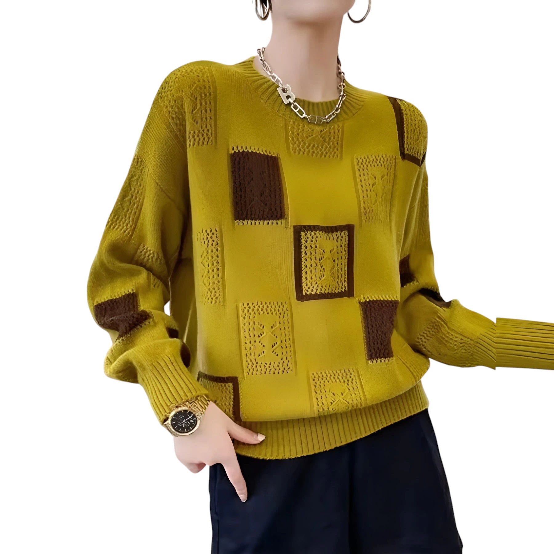 Dame Oversize Sweater med Lapper