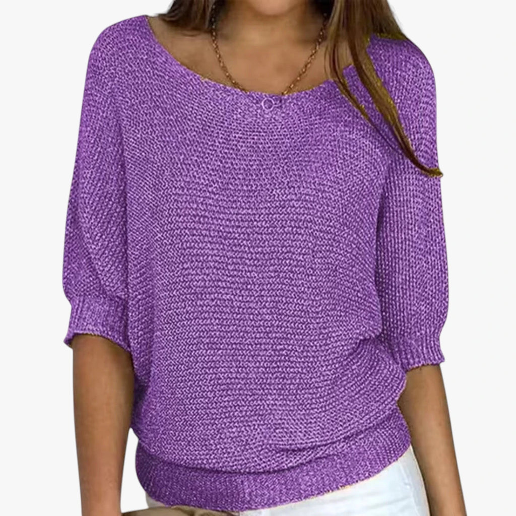 Dame Oversize Sweater med Ribbestrikkede Manchetter
