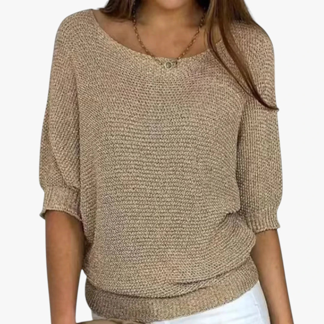 Dame Oversize Sweater med Ribbestrikkede Manchetter