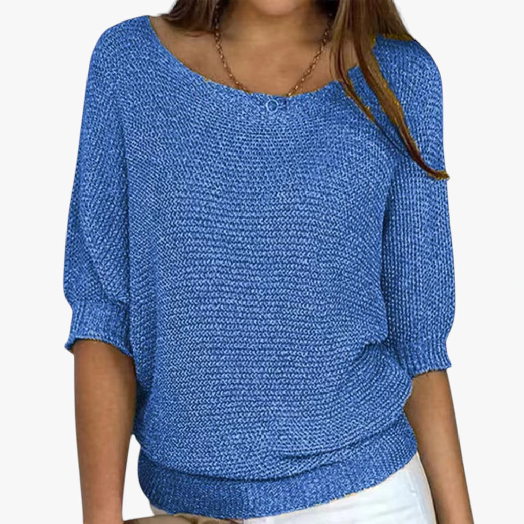 Dame Oversize Sweater med Ribbestrikkede Manchetter