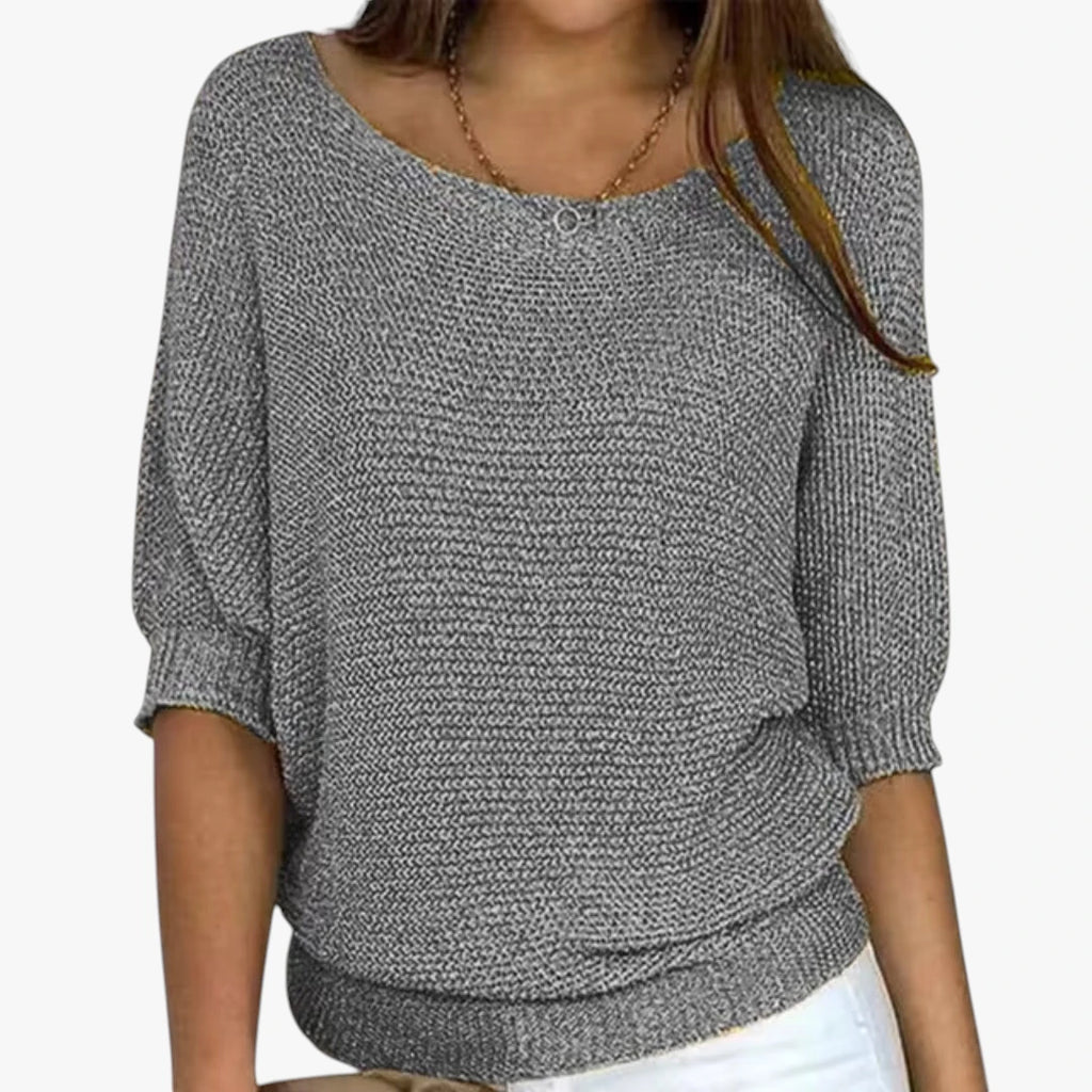 Dame Oversize Sweater med Ribbestrikkede Manchetter