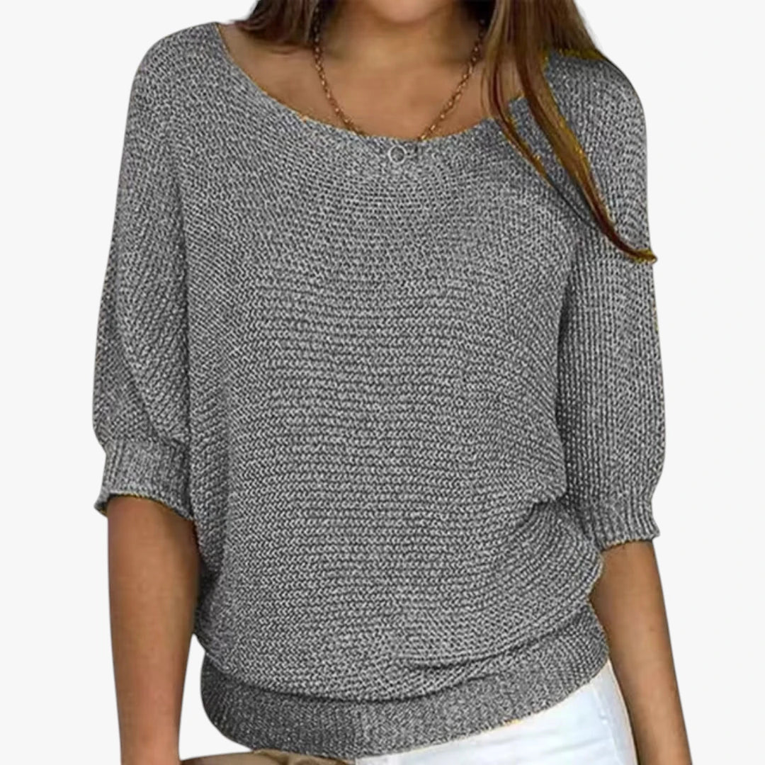 Dame Oversize Sweater med Ribbestrikkede Manchetter