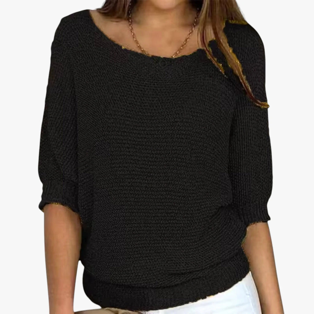 Dame Oversize Sweater med Ribbestrikkede Manchetter