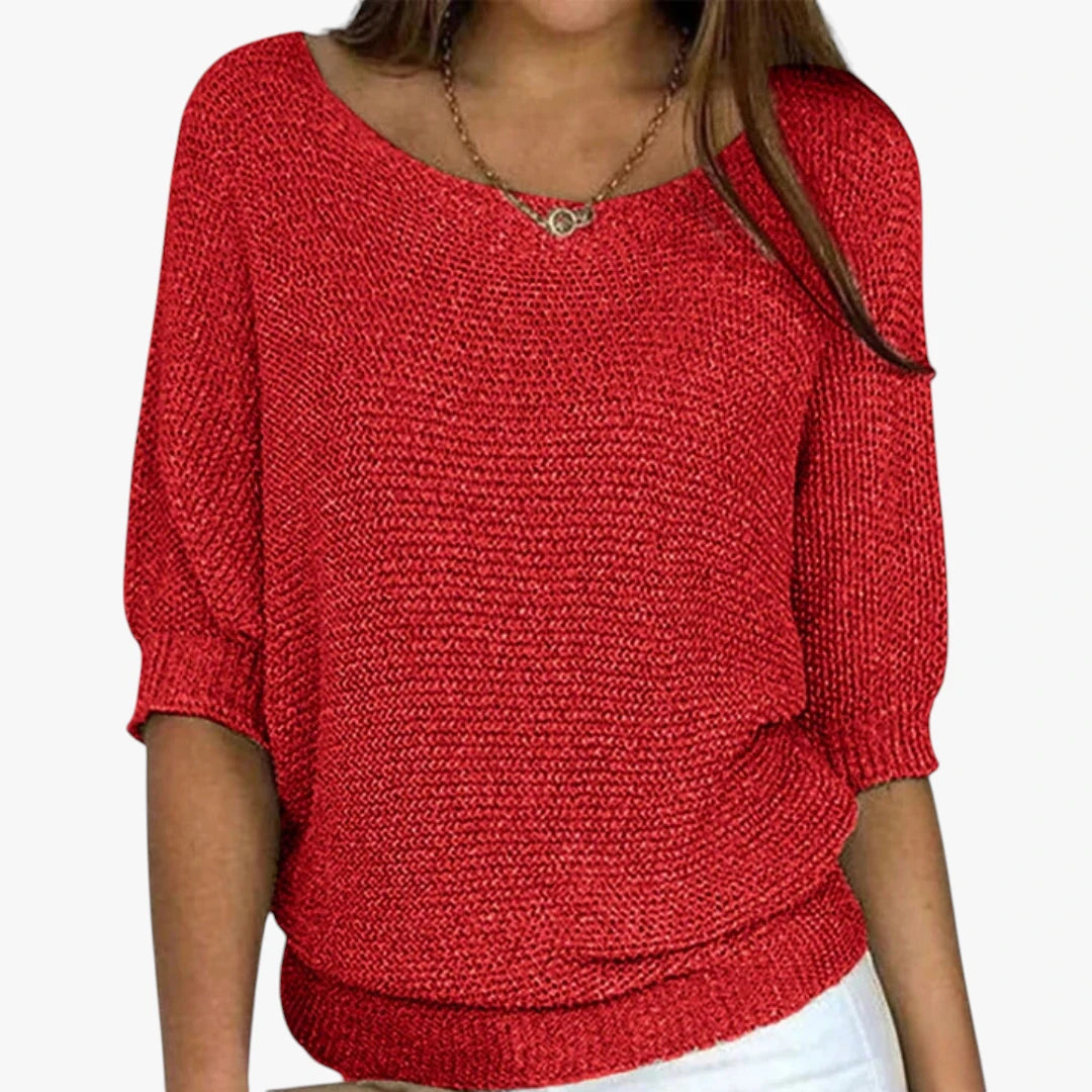 Dame Oversize Sweater med Ribbestrikkede Manchetter