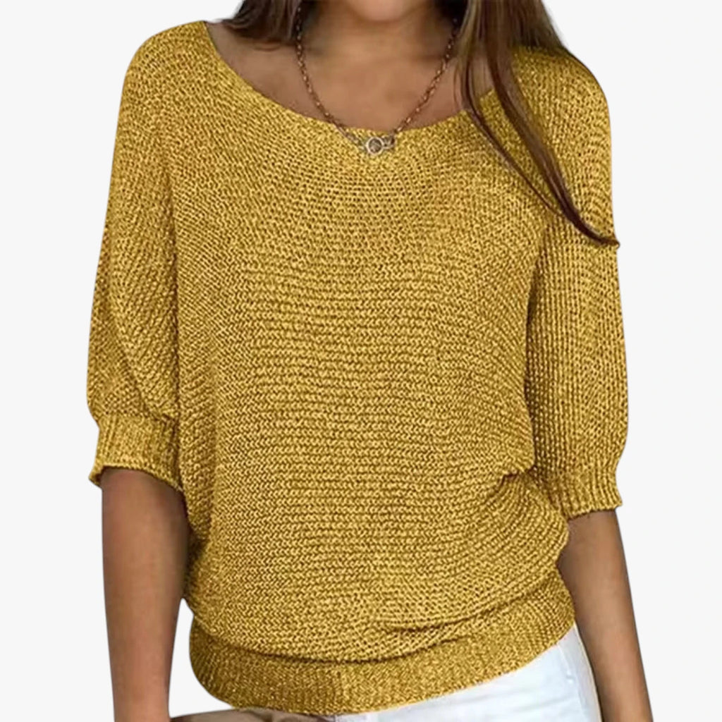 Dame Oversize Sweater med Ribbestrikkede Manchetter