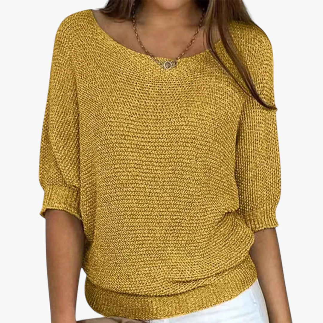 Dame Oversize Sweater med Ribbestrikkede Manchetter