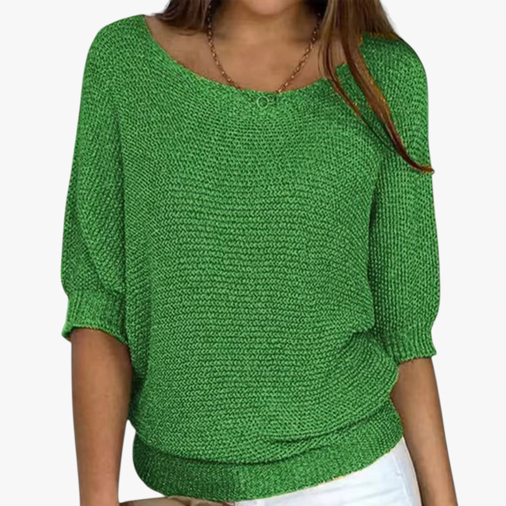 Dame Oversize Sweater med Ribbestrikkede Manchetter