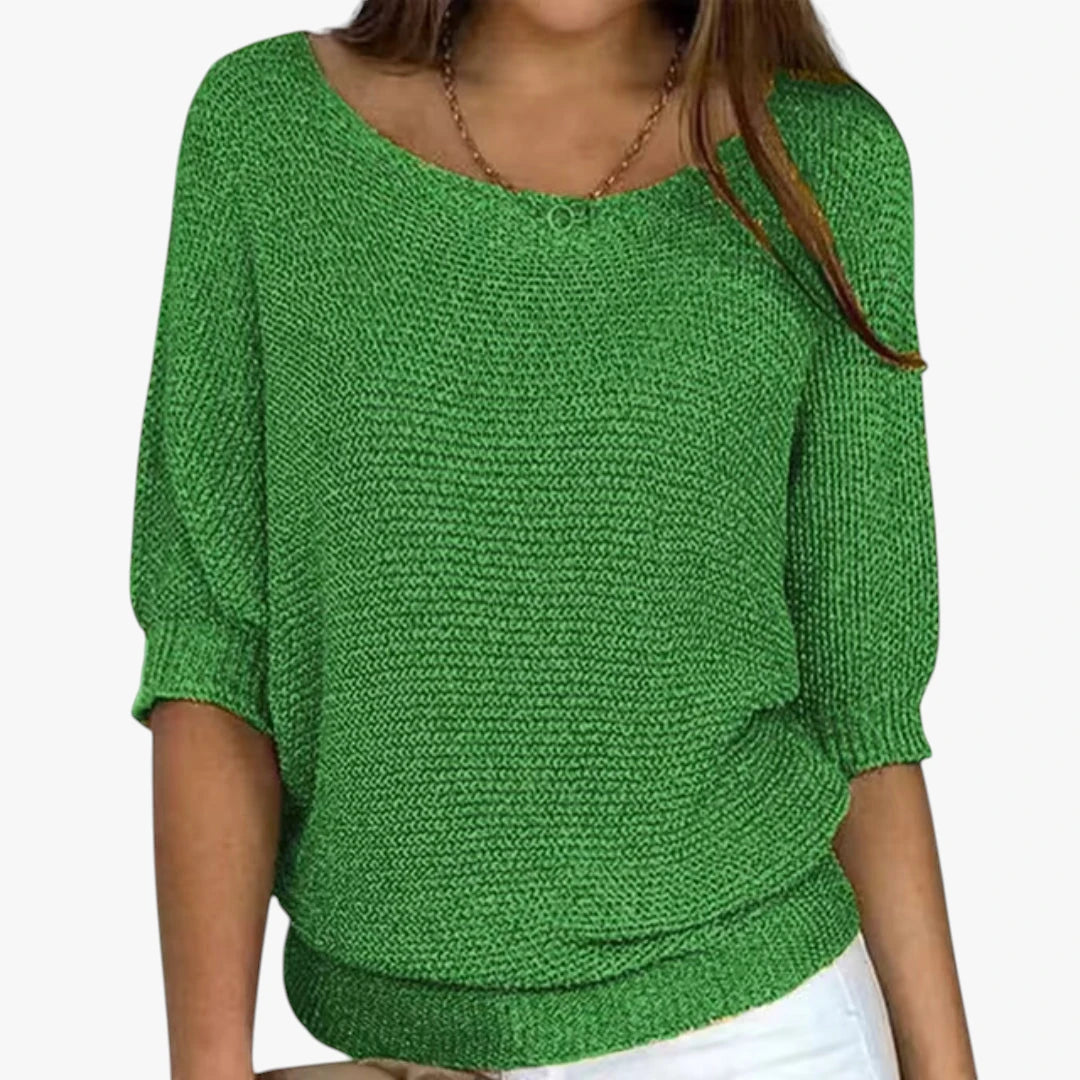 Dame Oversize Sweater med Ribbestrikkede Manchetter