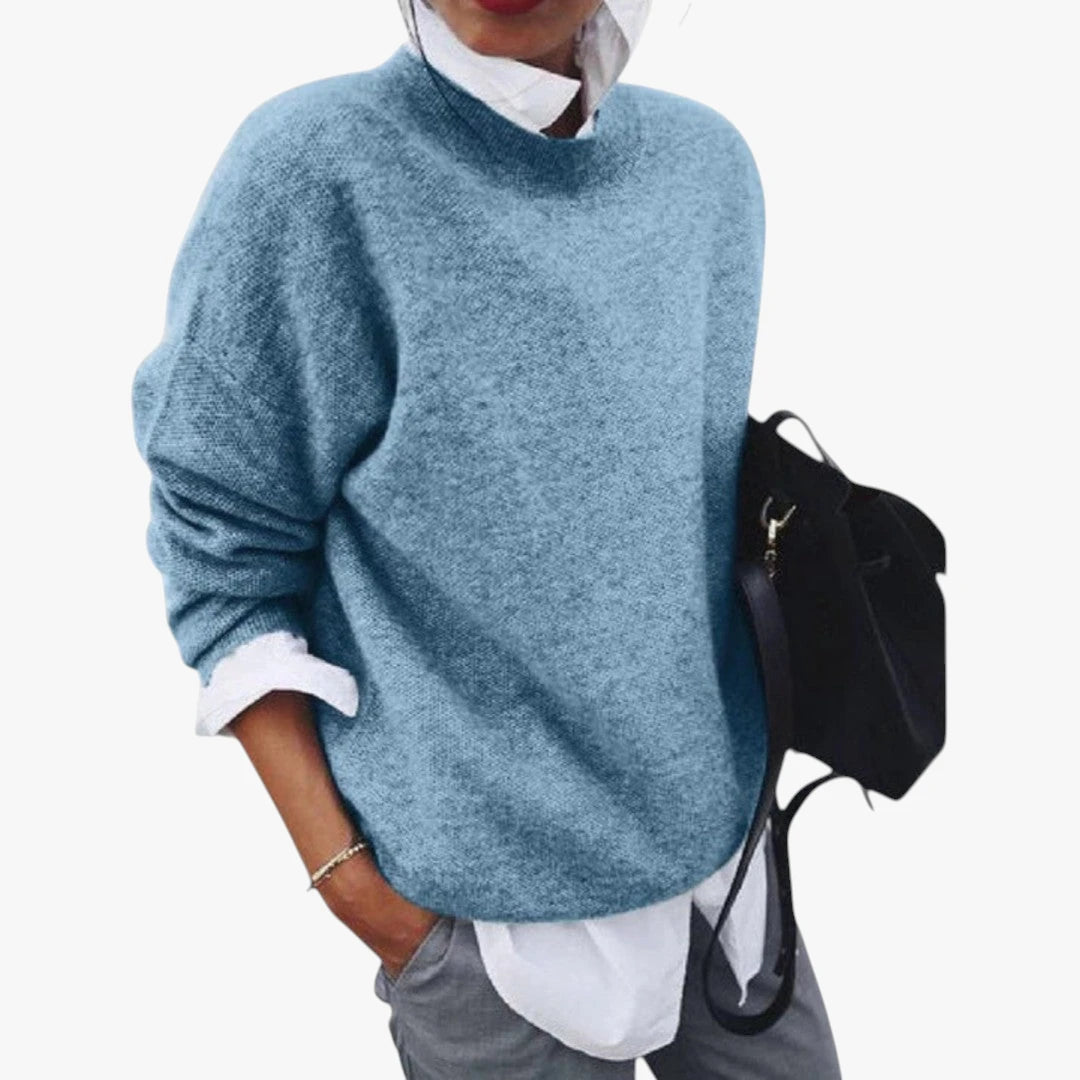 Dame Oversize Sweater med Rullekrave