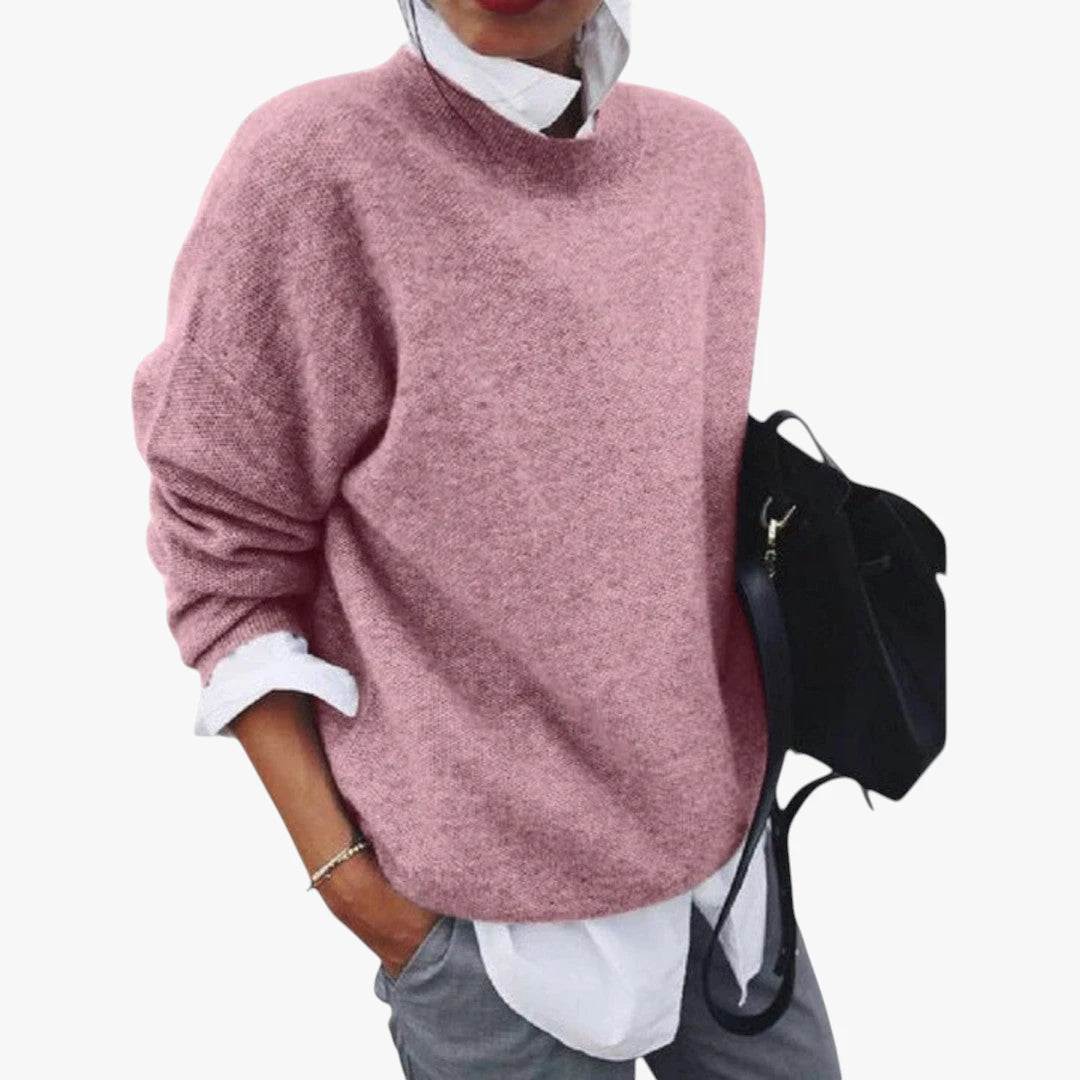 Dame Oversize Sweater med Rullekrave