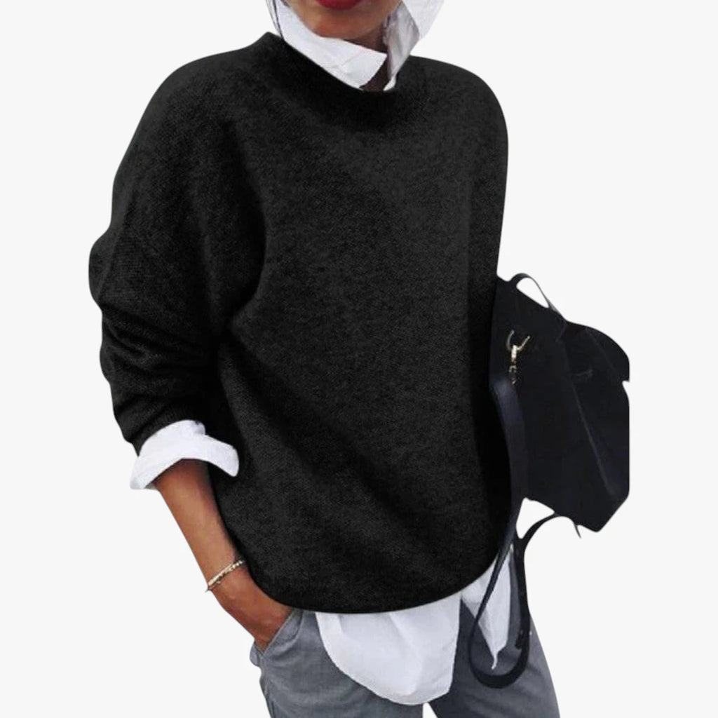 Dame Oversize Sweater med Rullekrave