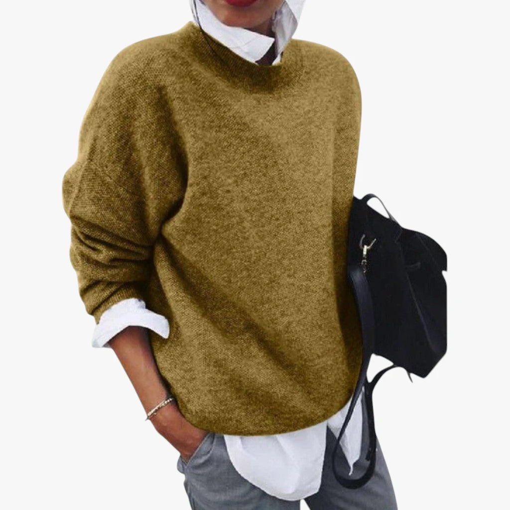 Dame Oversize Sweater med Rullekrave