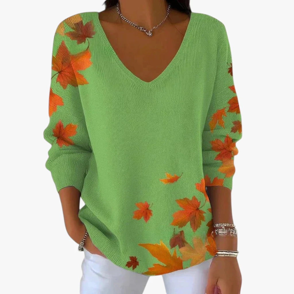 Dame Oversize Sweater med V-Hals