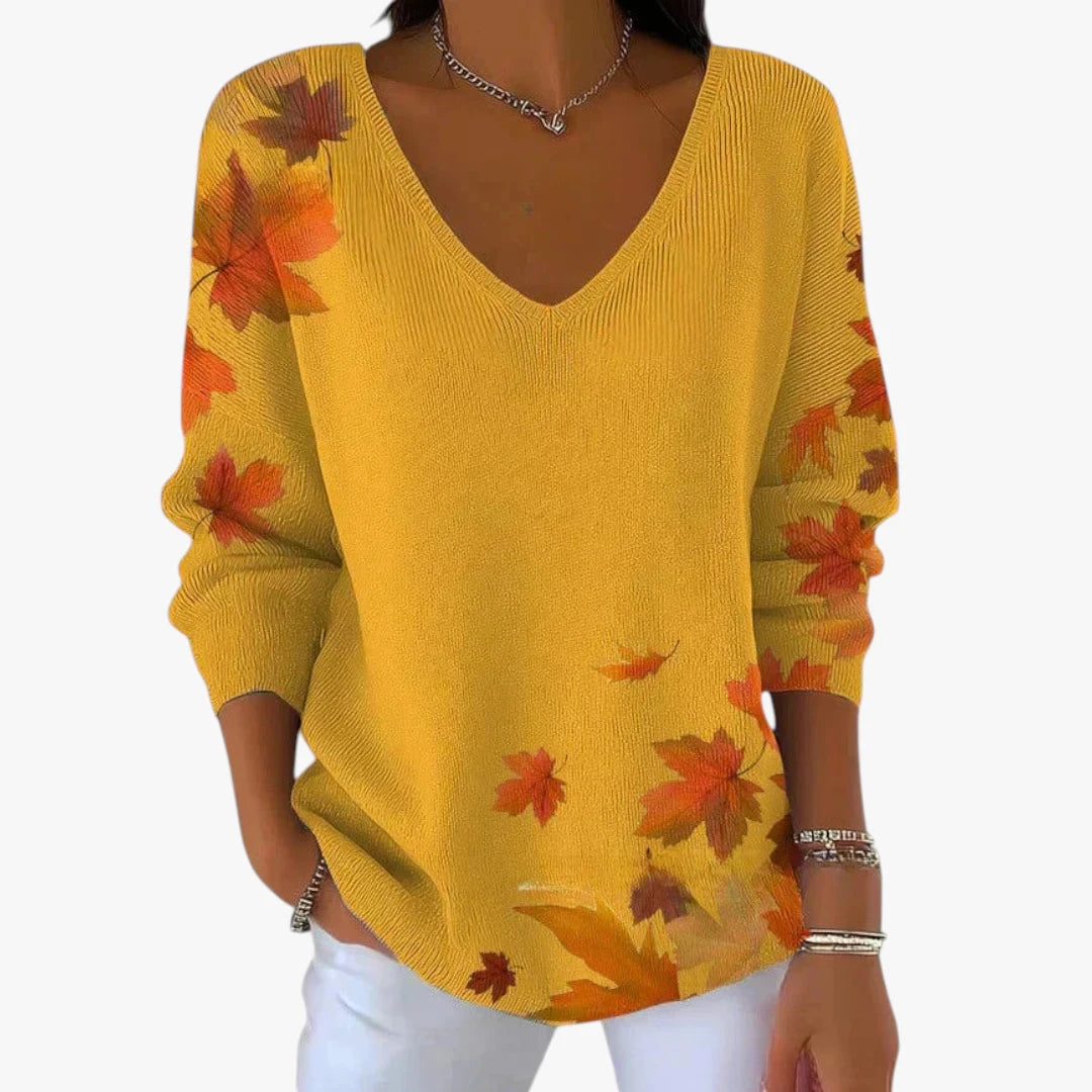 Dame Oversize Sweater med V-Hals