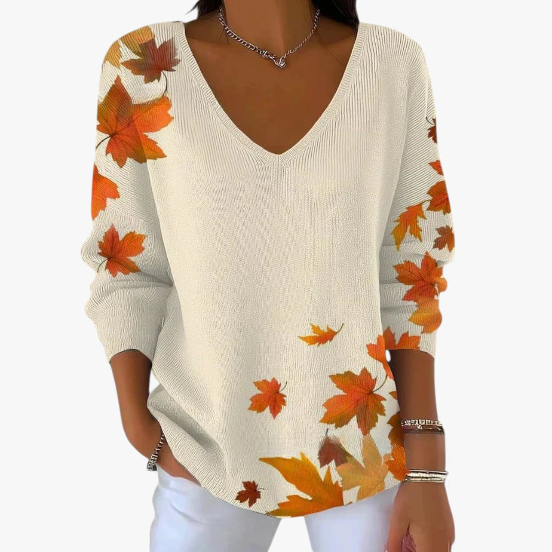 Dame Oversize Sweater med V-Hals