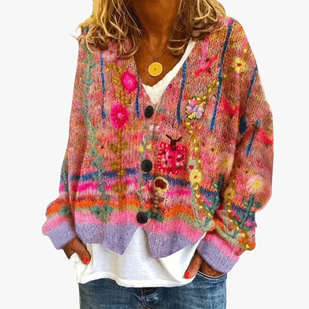 Dame Oversized Cardigan med V-Hals