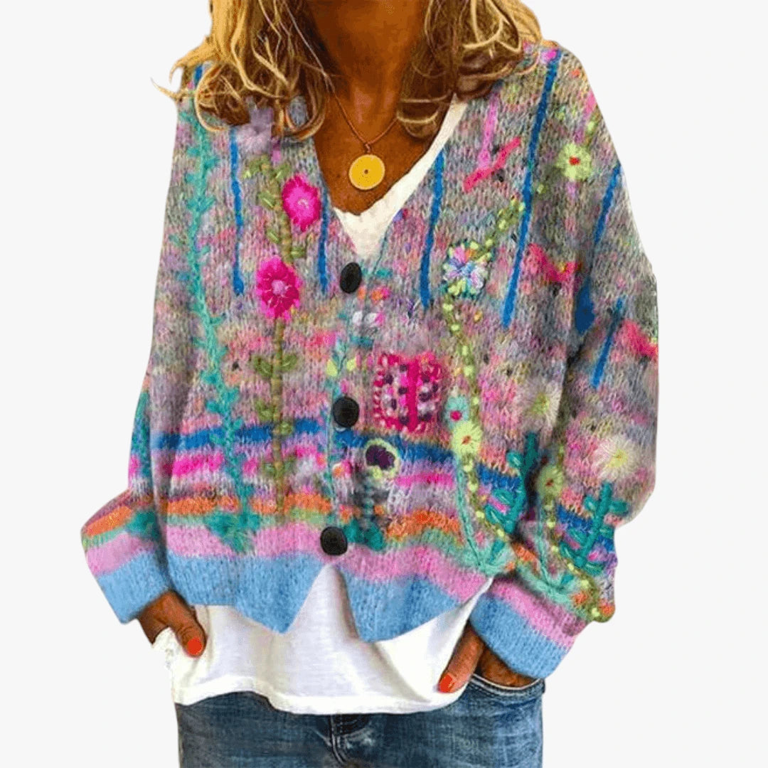 Dame Oversized Cardigan med V-Hals
