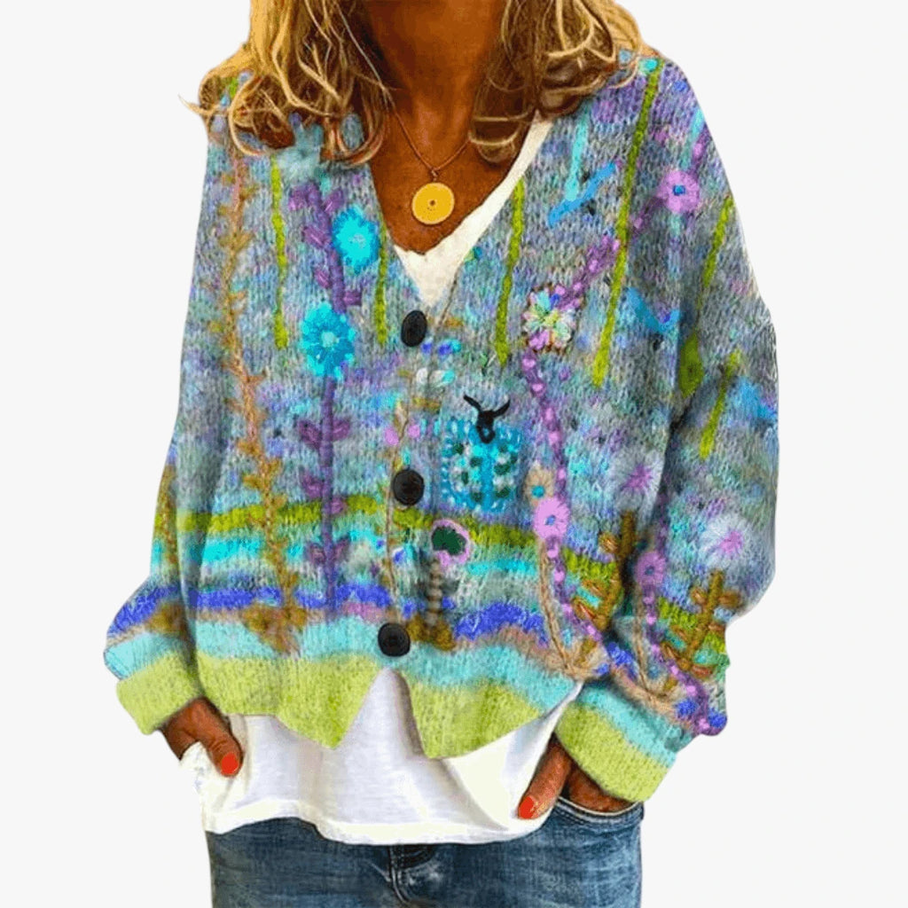 Dame Oversized Cardigan med V-Hals