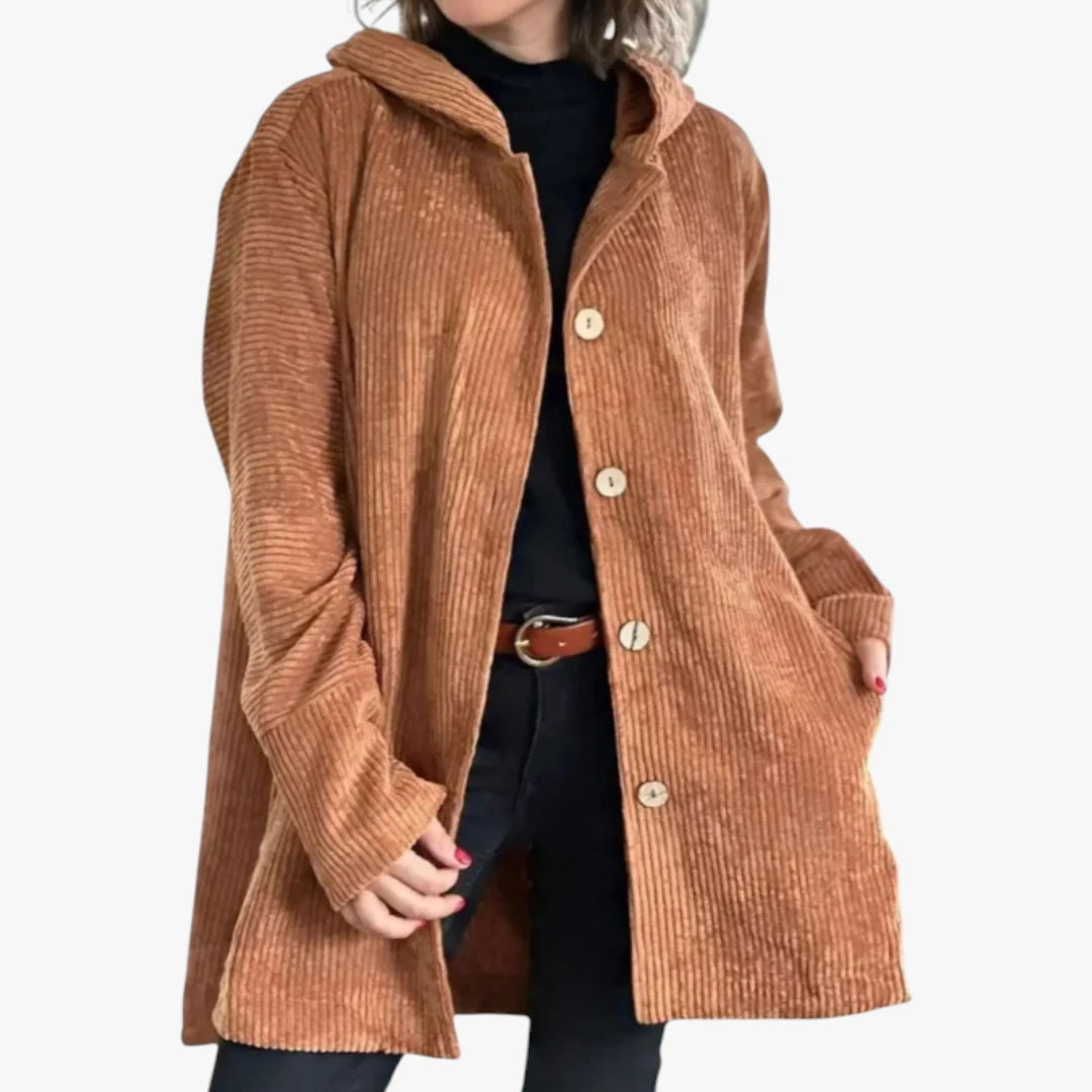 Dame Oversized Lang Jakke med Hætte