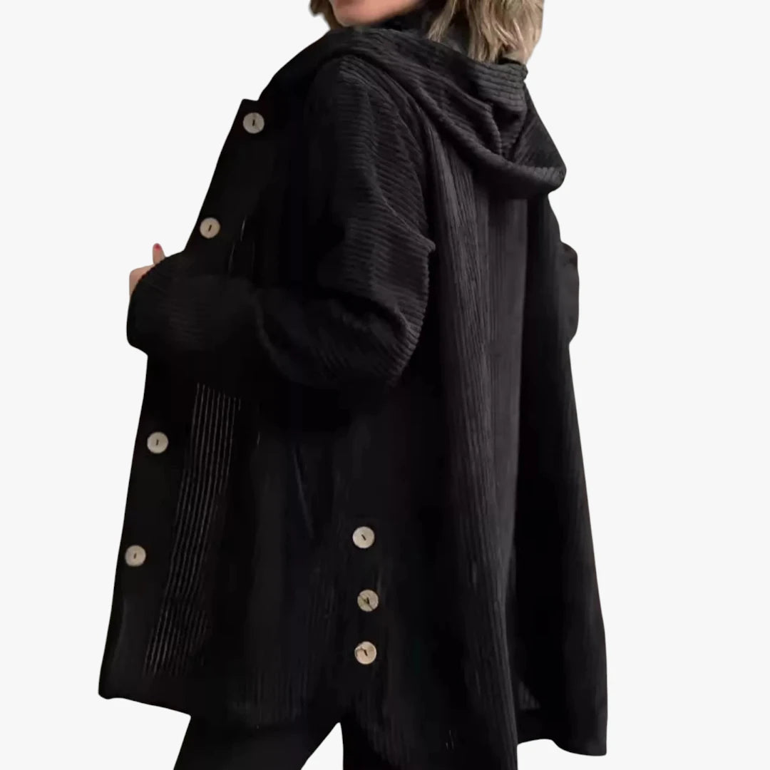 Dame Oversized Lang Jakke med Hætte