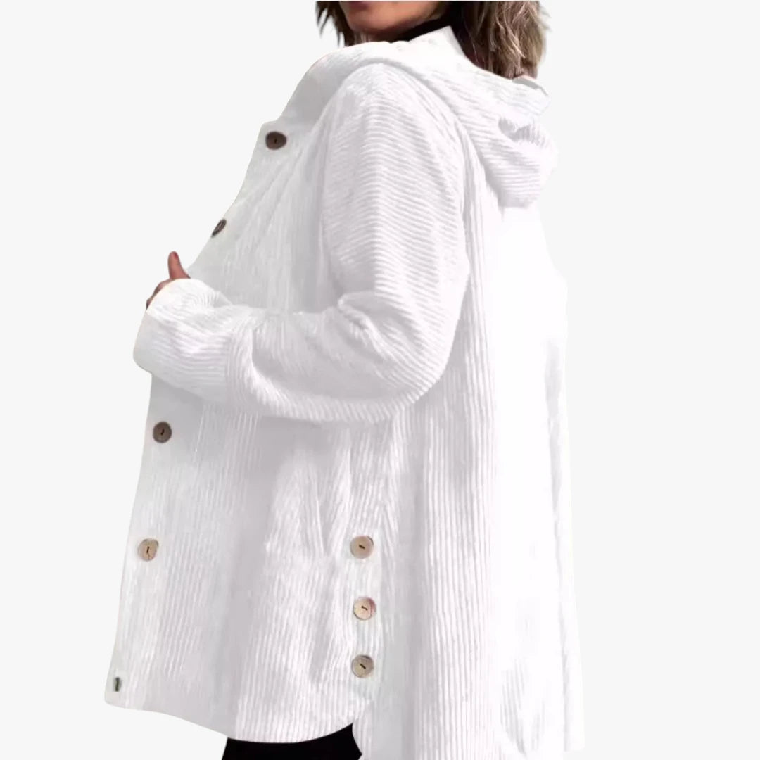 Dame Oversized Lang Jakke med Hætte