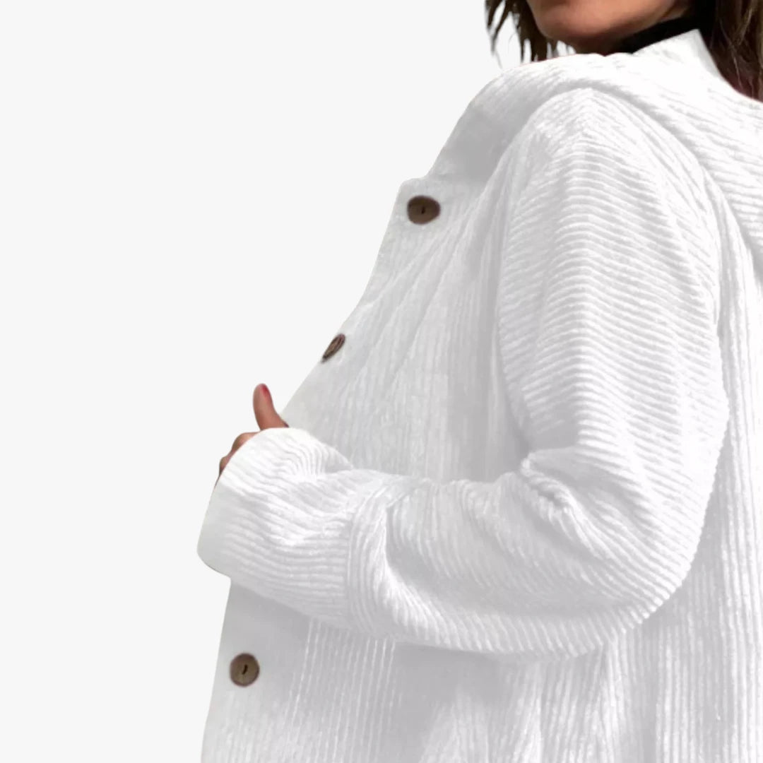Dame Oversized Lang Jakke med Hætte