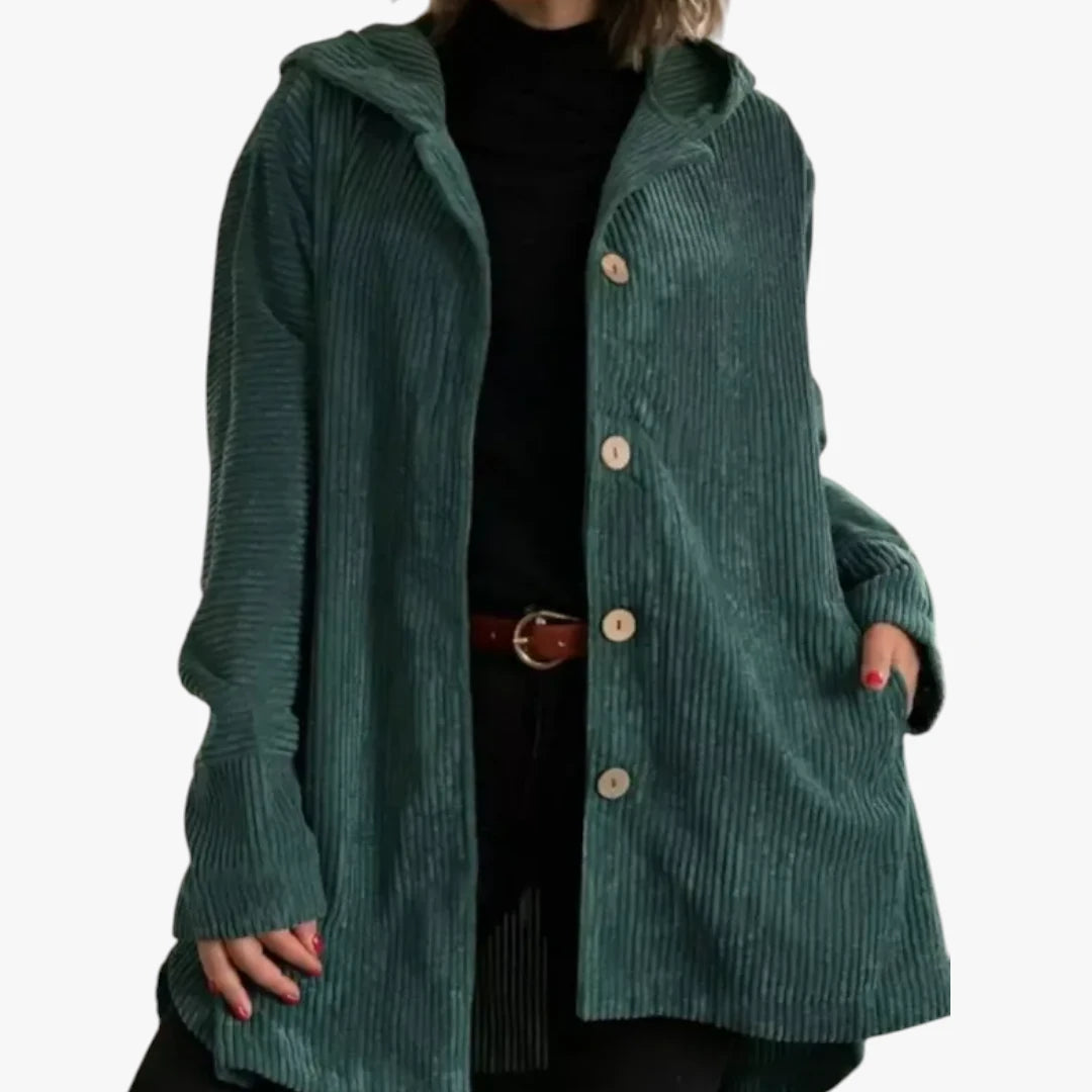 Dame Oversized Lang Jakke med Hætte