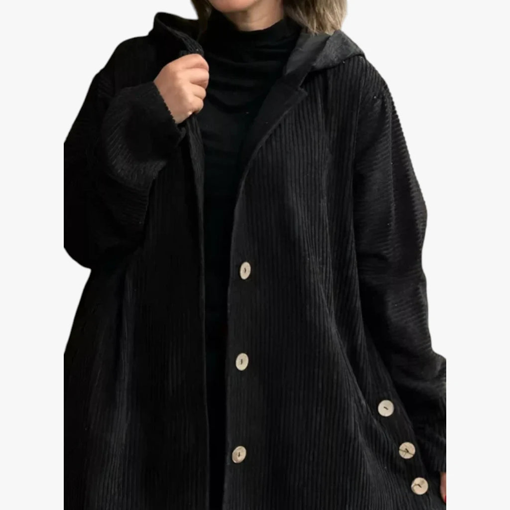 Dame Oversized Lang Jakke med Hætte