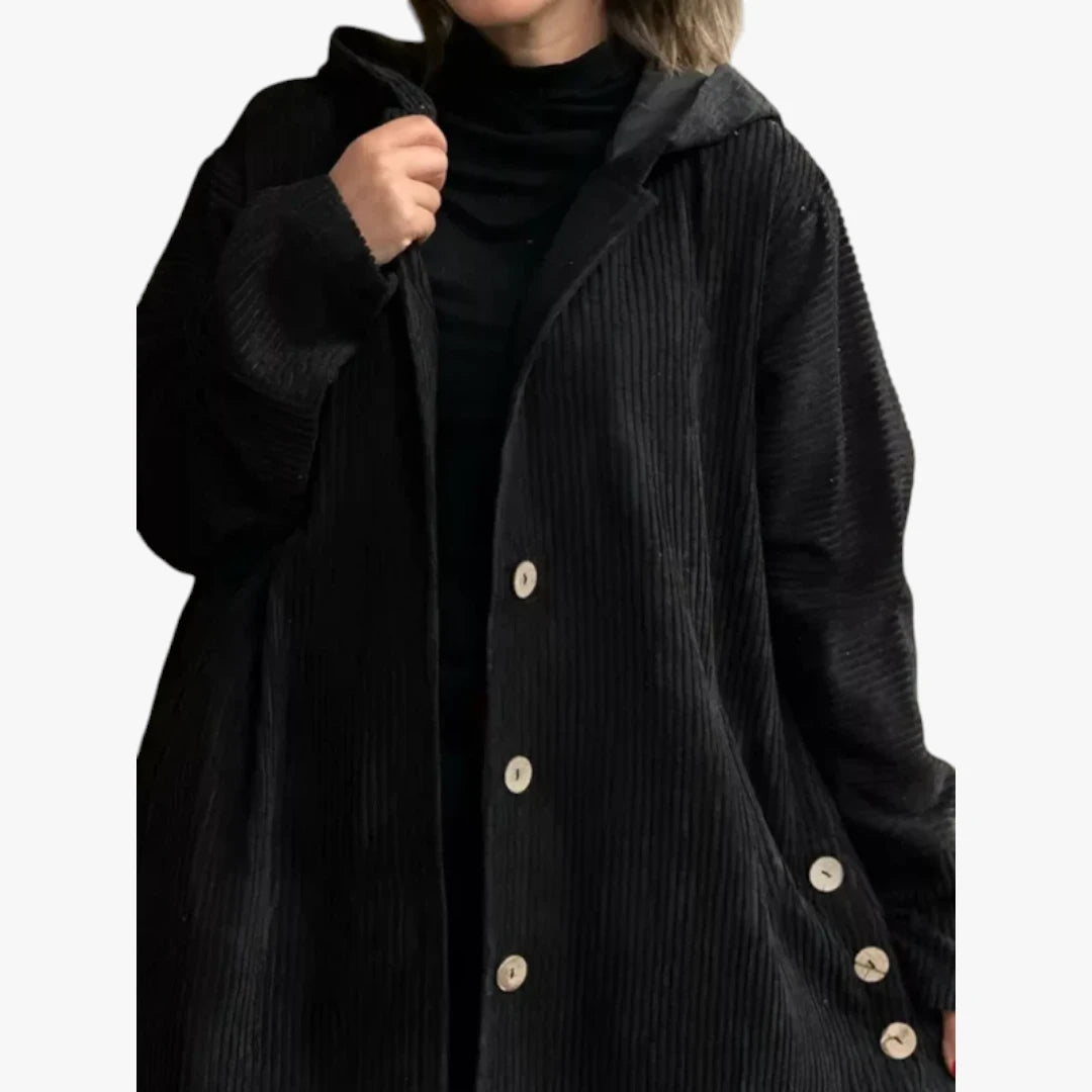 Dame Oversized Lang Jakke med Hætte
