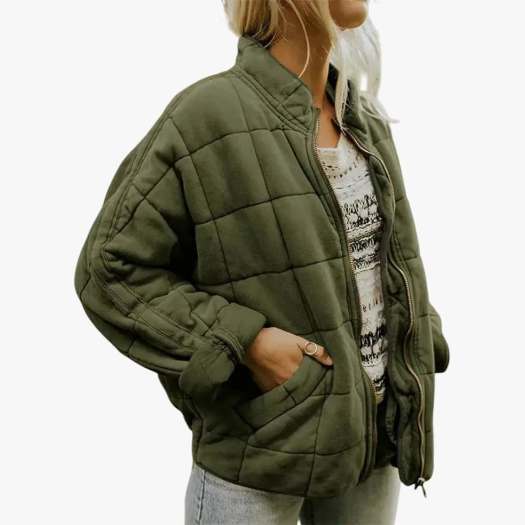 Dame Oversized Quiltet Jakke med For